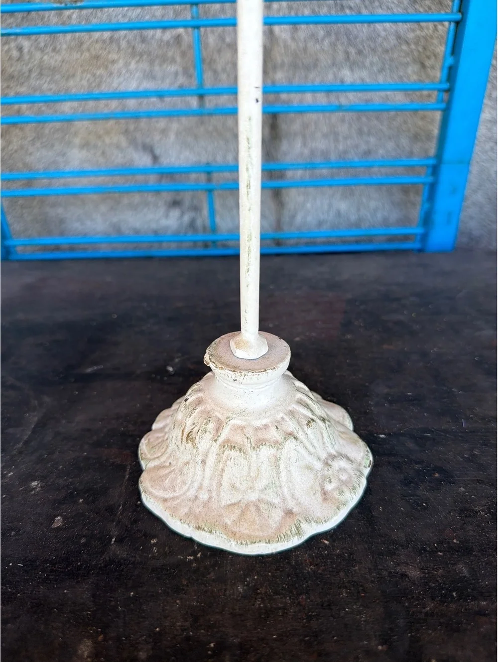 Vintage Ornate Cream Metal Candle Holder Candelabra